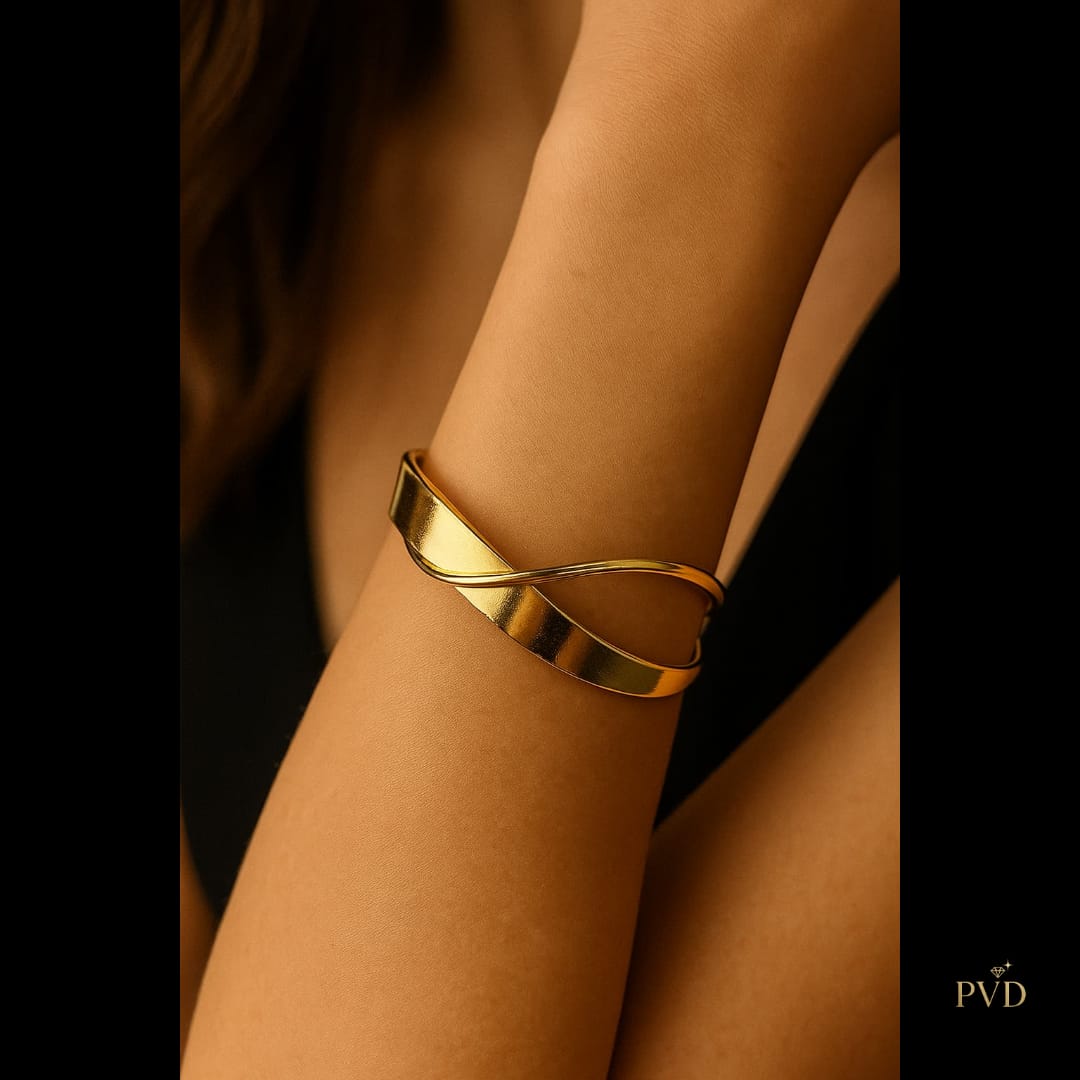 Modern Gold Plated Cuff Bracelet | Minimalist PVD Jewellery