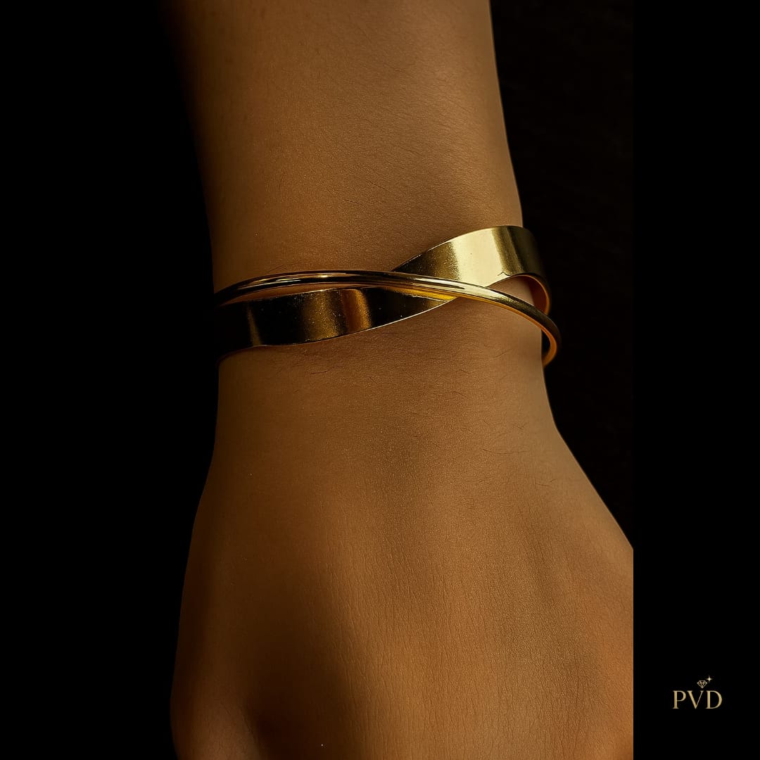 Modern Gold Plated Cuff Bracelet | Minimalist PVD Jewellery