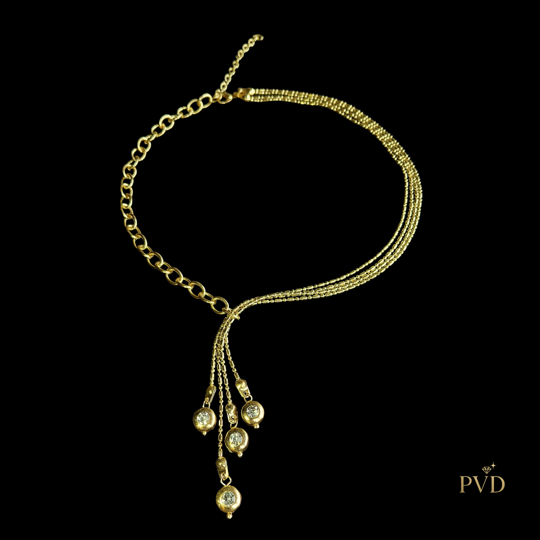 Eternal Glow Y-Shape Crystal Anti-Tarnish Necklace Set | PVD Jewellery