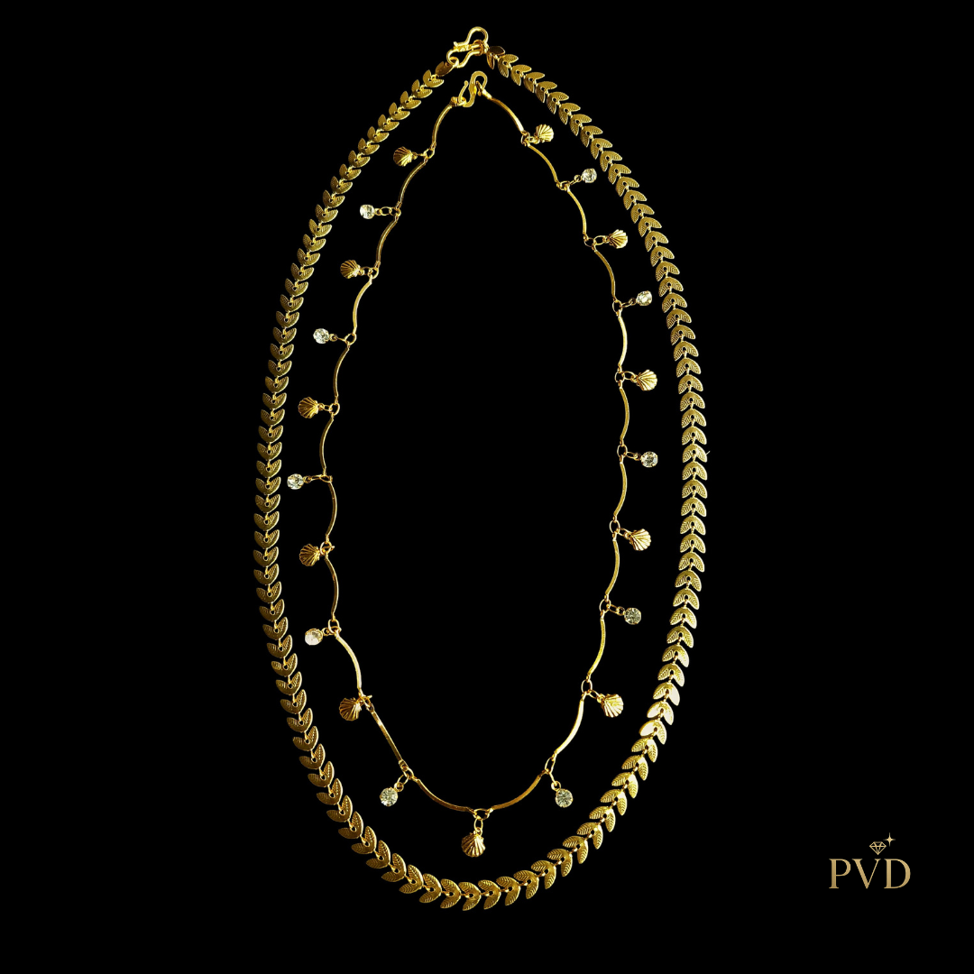 Coastal Echoes Anti-Tarnish Double Layer Chevron Necklace | PVD Jewellery