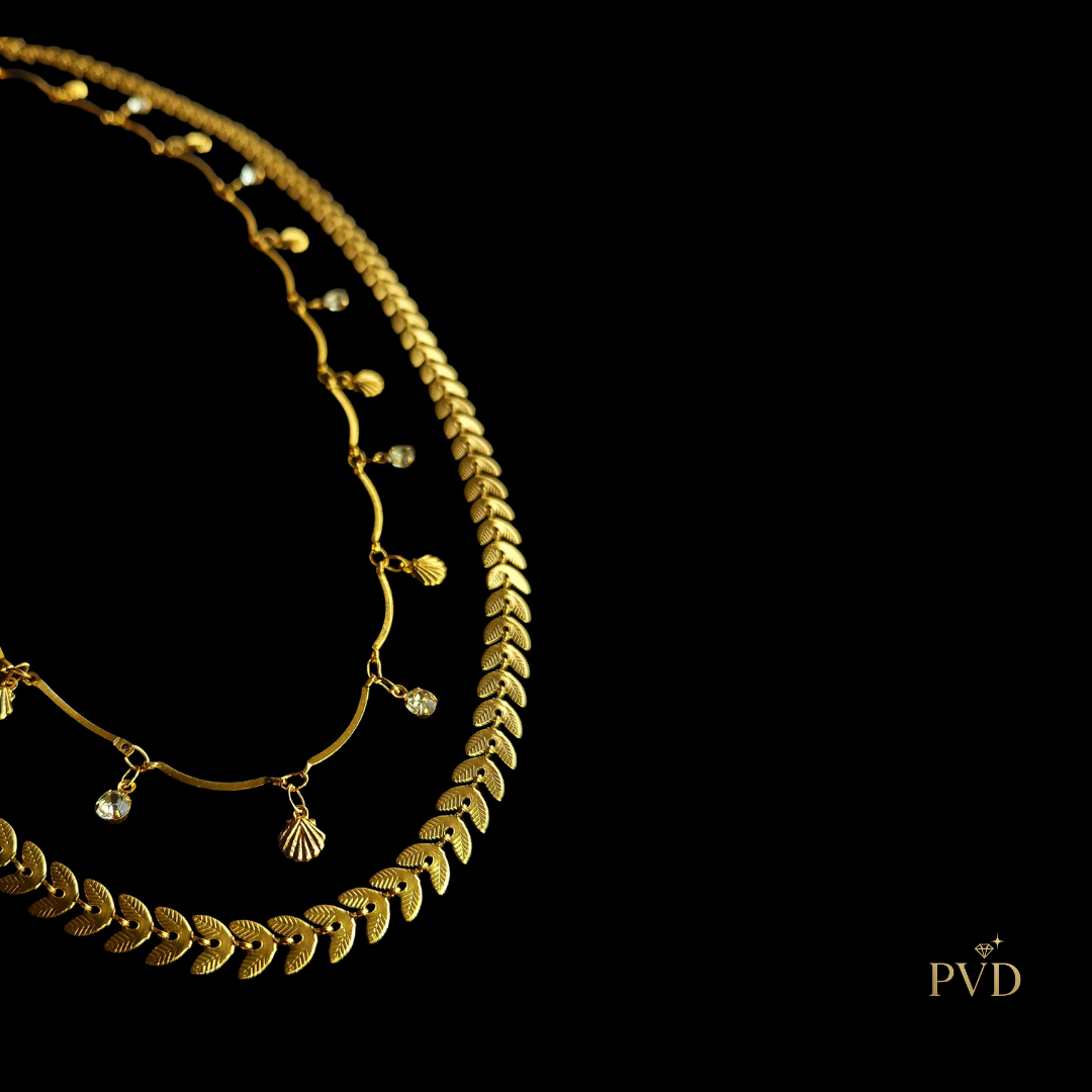 Coastal Echoes Anti-Tarnish Double Layer Chevron Necklace | PVD Jewellery