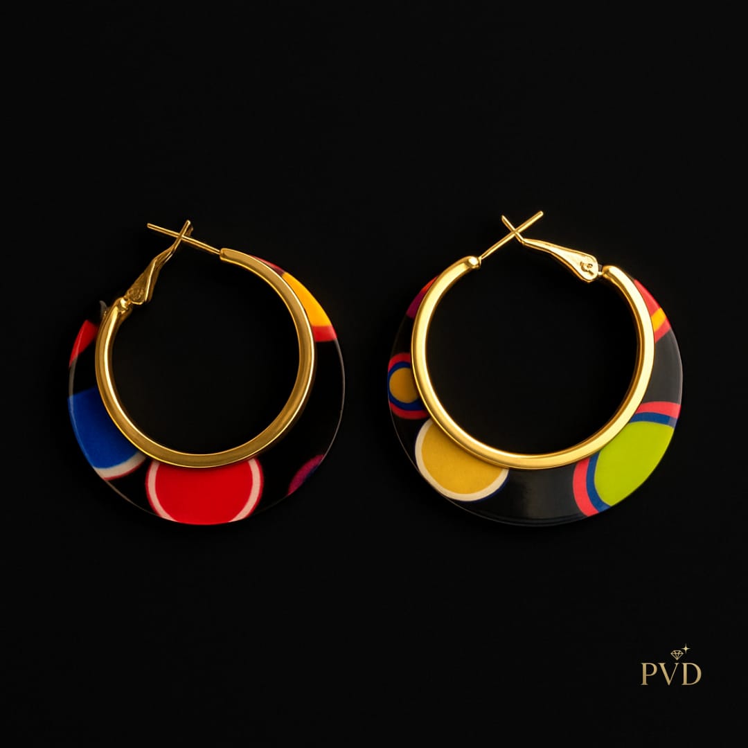 Colorful Geometric Hoop Earrings | PVD Jewellery