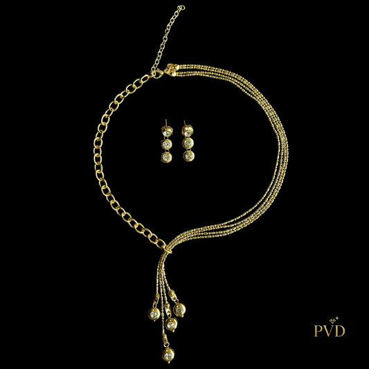 Eternal Glow Y-Shape Crystal Anti-Tarnish Necklace Set | PVD Jewellery