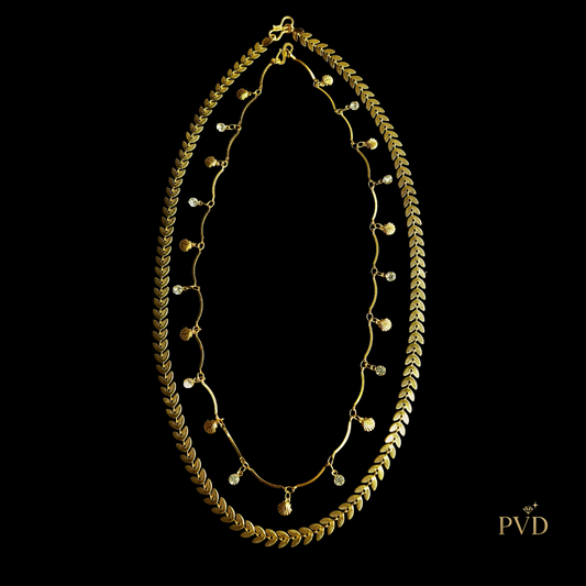 Coastal Echoes Anti-Tarnish Double Layer Chevron Necklace | PVD Jewellery